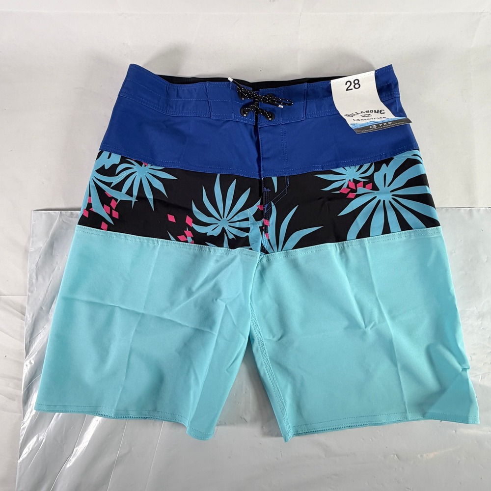 Billabong Tribong Pro Boardshorts Size 28 Blue Floral Swim Trunks ABBBS00171